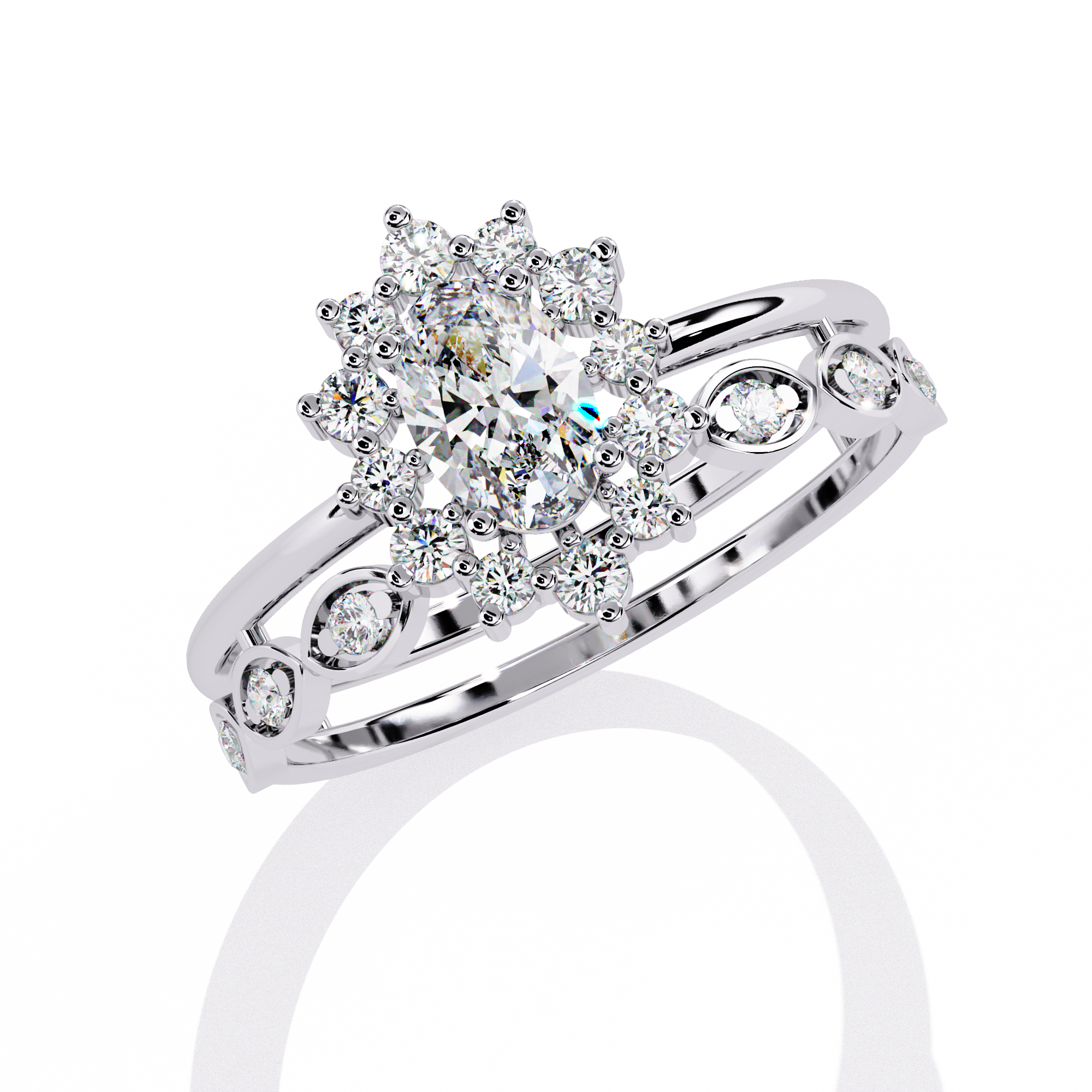 Solitairekart-0.59 CT Lab Grown Diamond Oval Halo Ring